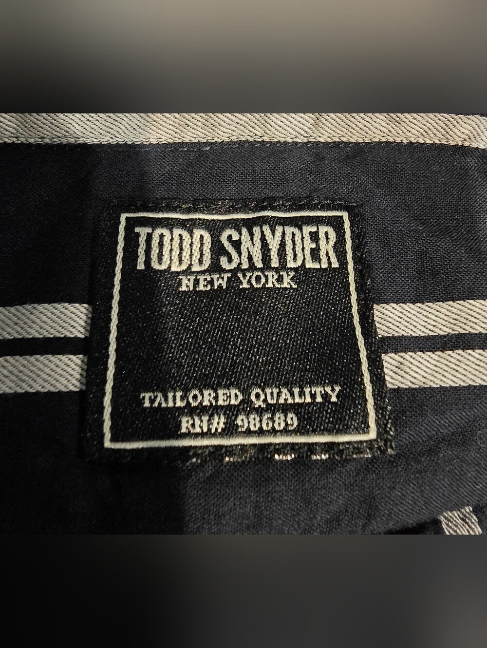 Todd Snyder Navy Satin White Stripe Button Down Size XL - Picture 2 of 8